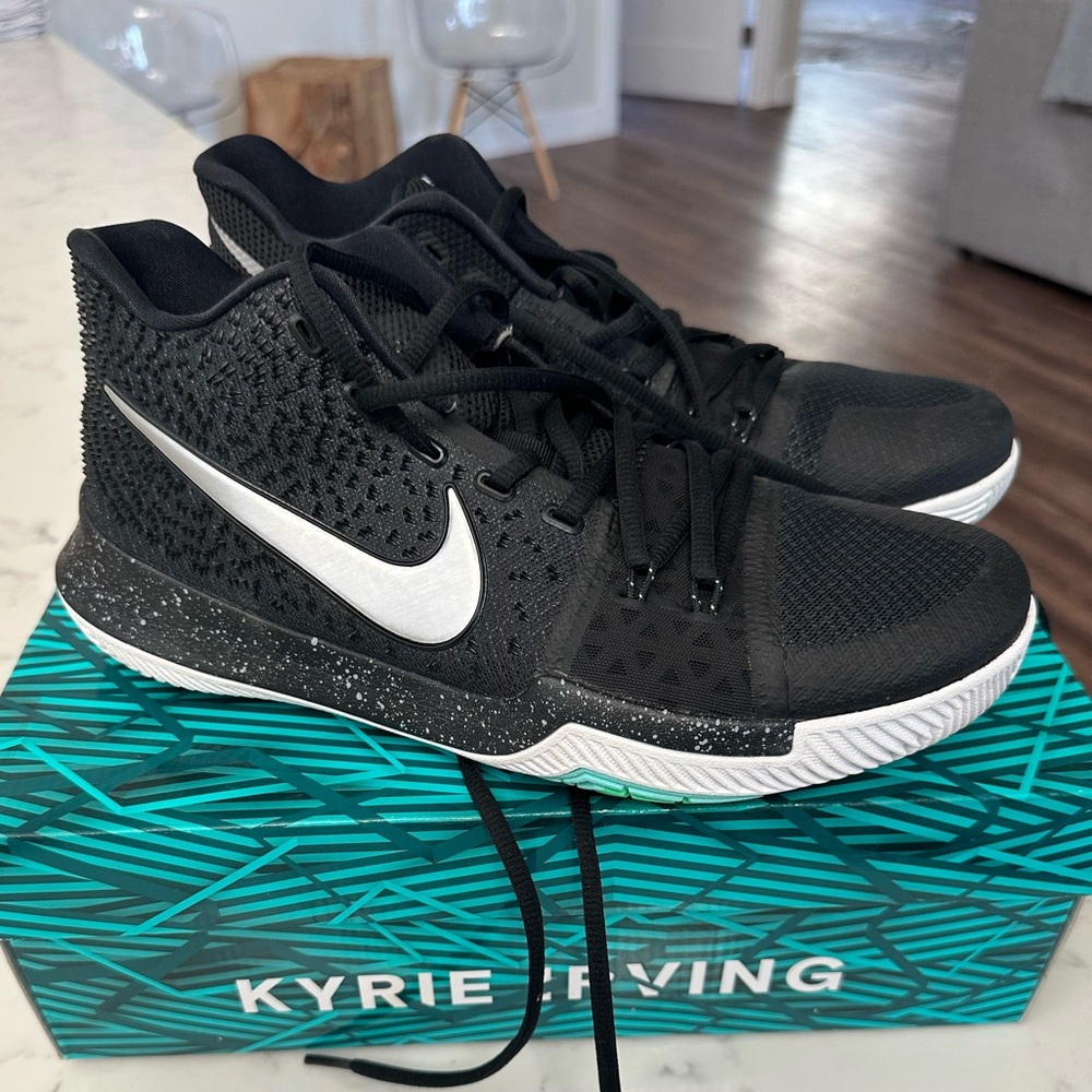 Nike Kyrie 3 Teal and Black Box basketball shoes